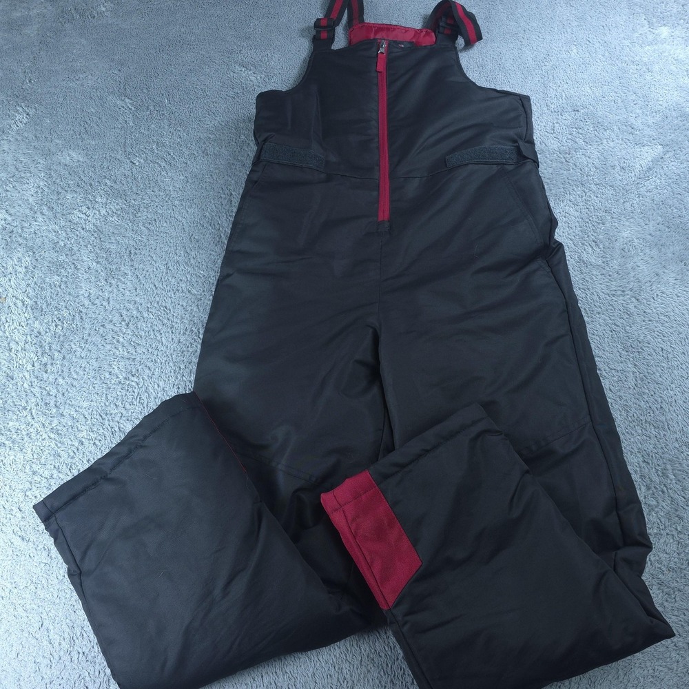 SwissTech Ski Pants Unisex Kids XL 14-16 Rich Black Insulated Snow Bibs SB48308